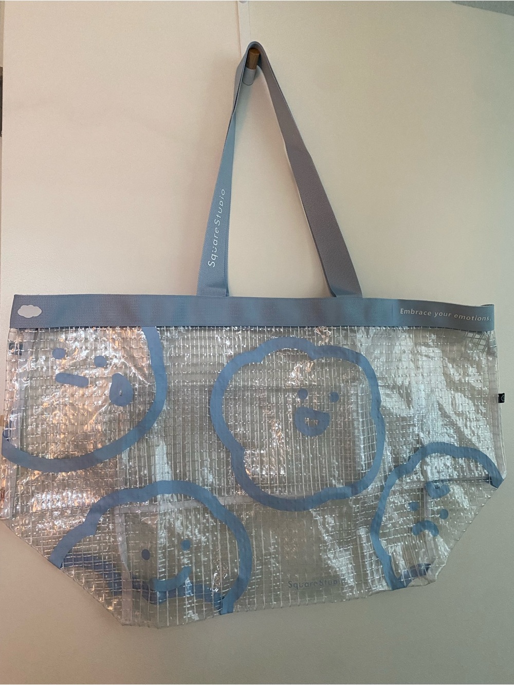 Square Studio - Blue & White Cloud Clear Mesh Extra Large Tote Bag